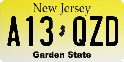 NJ license plate A13QZD