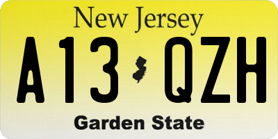 NJ license plate A13QZH