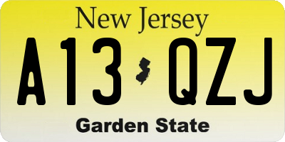 NJ license plate A13QZJ