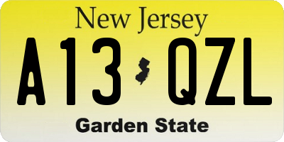 NJ license plate A13QZL