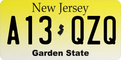NJ license plate A13QZQ