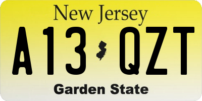 NJ license plate A13QZT