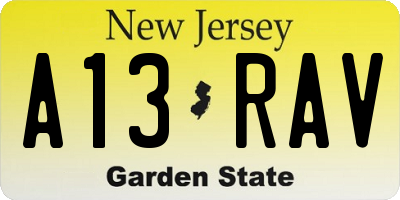 NJ license plate A13RAV