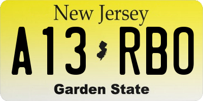 NJ license plate A13RBO