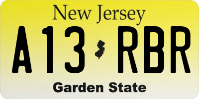 NJ license plate A13RBR