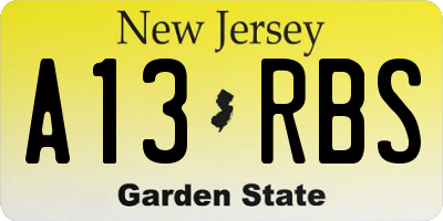 NJ license plate A13RBS