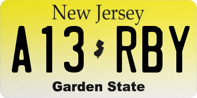 NJ license plate A13RBY