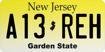 NJ license plate A13REH