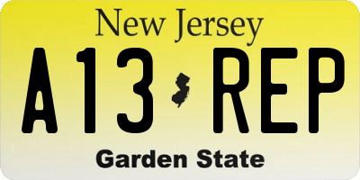 NJ license plate A13REP