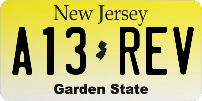 NJ license plate A13REV