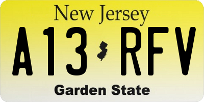 NJ license plate A13RFV