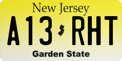 NJ license plate A13RHT