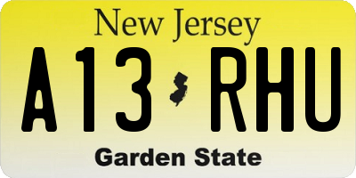 NJ license plate A13RHU