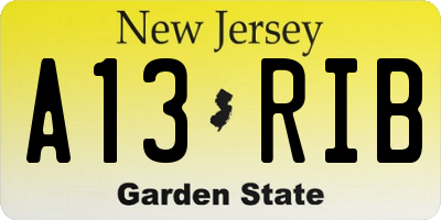 NJ license plate A13RIB