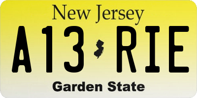 NJ license plate A13RIE
