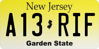 NJ license plate A13RIF