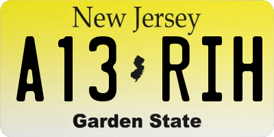 NJ license plate A13RIH