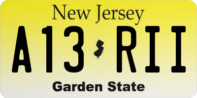 NJ license plate A13RII
