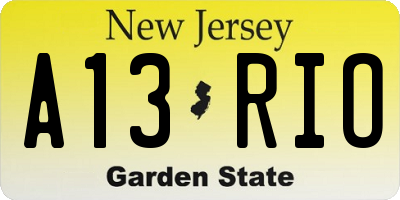 NJ license plate A13RIO