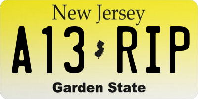 NJ license plate A13RIP