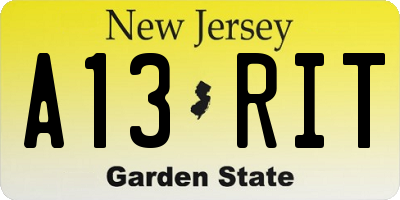 NJ license plate A13RIT