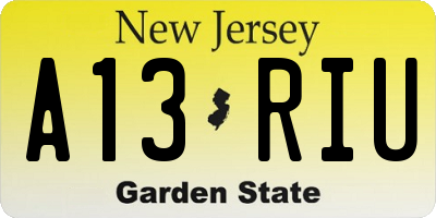 NJ license plate A13RIU