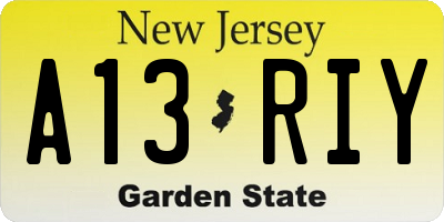 NJ license plate A13RIY