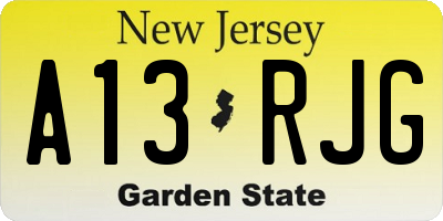 NJ license plate A13RJG