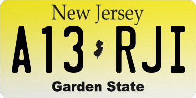 NJ license plate A13RJI