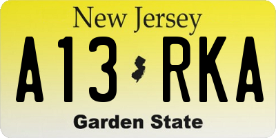 NJ license plate A13RKA