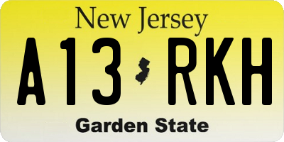 NJ license plate A13RKH