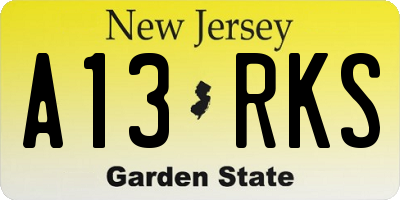 NJ license plate A13RKS