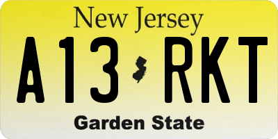 NJ license plate A13RKT