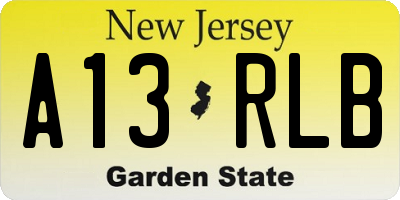 NJ license plate A13RLB