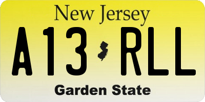NJ license plate A13RLL