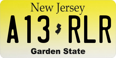 NJ license plate A13RLR