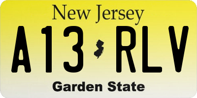 NJ license plate A13RLV
