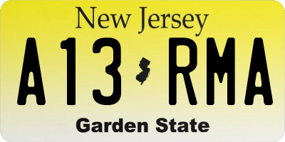 NJ license plate A13RMA