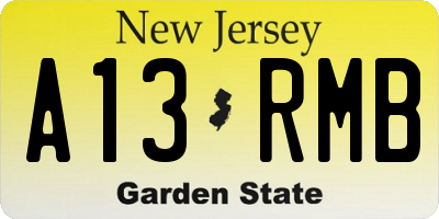 NJ license plate A13RMB