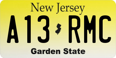 NJ license plate A13RMC