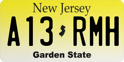 NJ license plate A13RMH