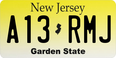 NJ license plate A13RMJ