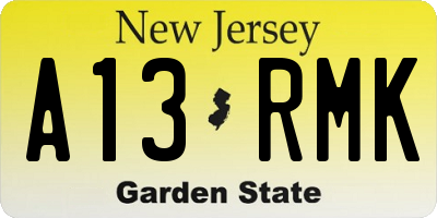 NJ license plate A13RMK