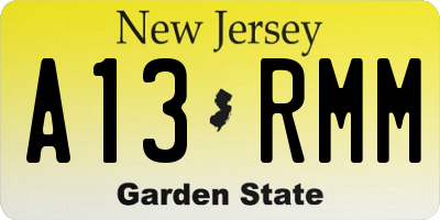 NJ license plate A13RMM