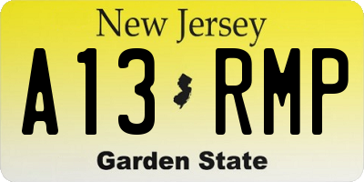 NJ license plate A13RMP