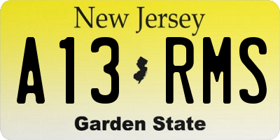 NJ license plate A13RMS
