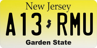 NJ license plate A13RMU