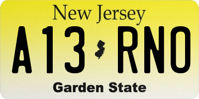 NJ license plate A13RNO