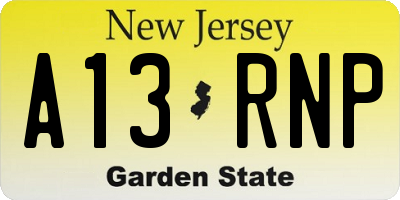 NJ license plate A13RNP