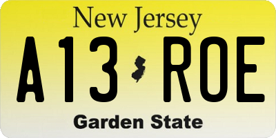 NJ license plate A13ROE